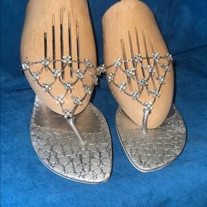 Elegant Silver Women's Sandals size 8 small heel